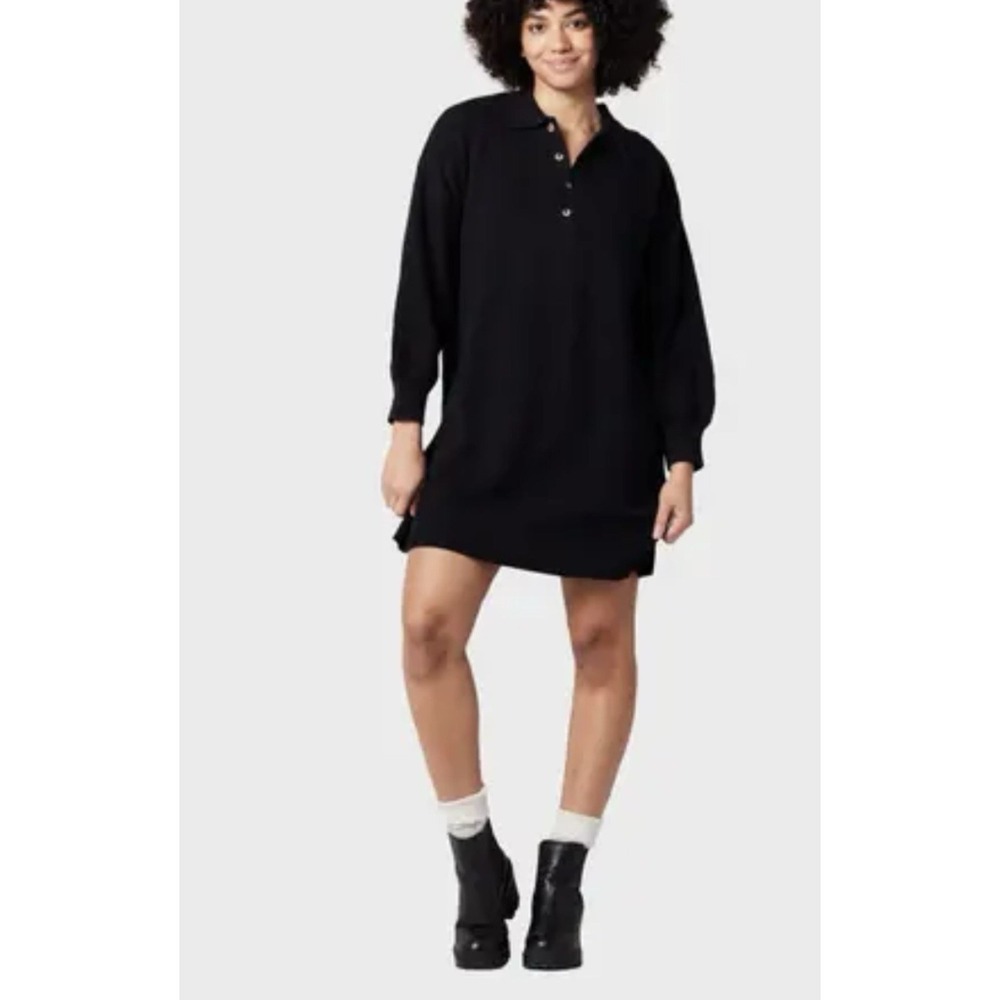 known supply Lorelei Ribbed Mini Dress Sz M Black Long Sleeve Gothic 100% Cotton